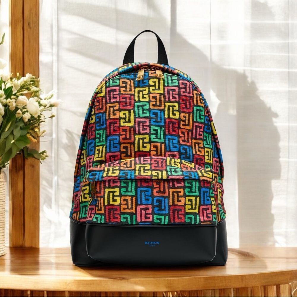 NWT Balmain Labyrinth Canvas Backpack